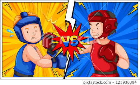 Boxing Match Showdown: Red vs Blue 123936394