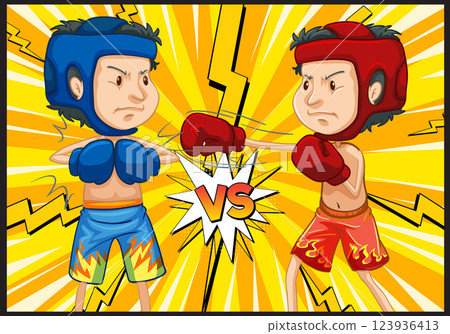 Cartoon Boxing Match Showdown 123936413