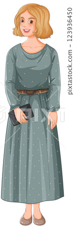 Elegant Woman in Polka Dot Dress 123936450