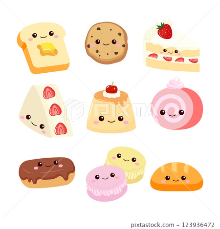 Cute sweet dessert cake bread pudding collection clipart Cute sweet dessert cake bread pudding collection clipart 123936472
