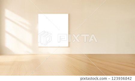 帶有空白海報框的當代簡約內飾 123936842