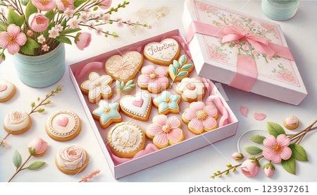 Spring-colored cookies assortment Spring-colored cookies assortment 123937261