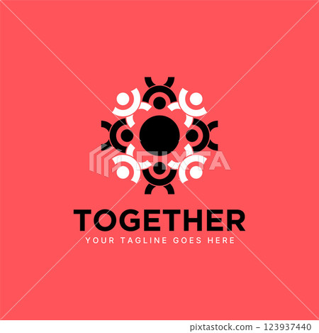 Logo design graphic concept creative premium vector stock image top sell happy active flip hand people rotation partnership to teamwork success career 123937440