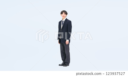 Full-body photo of a male student in uniform Full-body photo of a male student in uniform 123937527