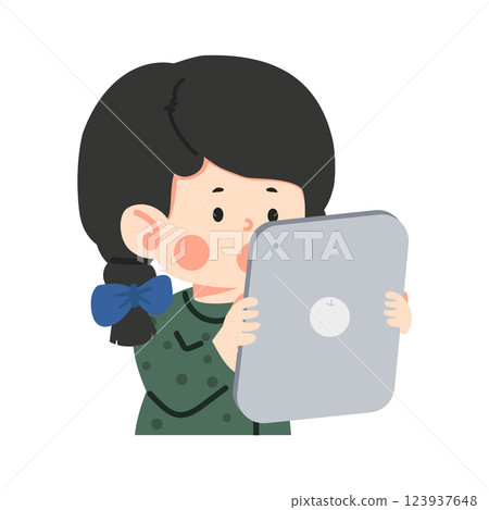 Young girl using a digital tablet Young girl using a digital tablet 123937648
