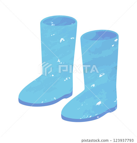 用水彩或蠟筆繪製的淺藍色雨靴的向量插圖 用水彩或蠟筆繪製的淺藍色雨靴的向量插圖 123937793