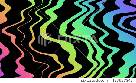 Neon Iridescent Wave Pattern on Black for 80s, Y2K Creative Aesthetic 123937845