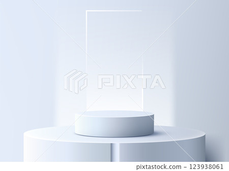 minimalist 3d white cylindrical pedestal on platform, modern product display mockup, technology concept minimalist 3d white cylindrical pedestal on platform, modern product display mockup, technology concept 123938061