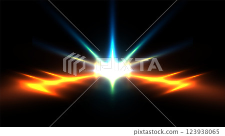 vibrant abstract light radiating blue orange lines on black background modern art 123938065