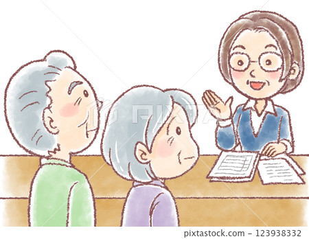 Consultation with the local comprehensive center_Counselor and elderly couple 123938332