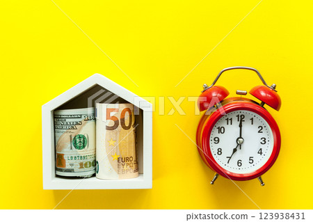 Wooden white house with money 123938431