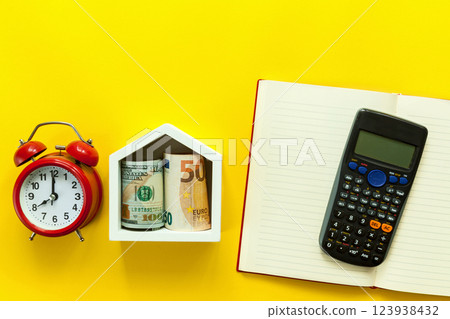 Wooden white house with money Wooden white house with money 123938432