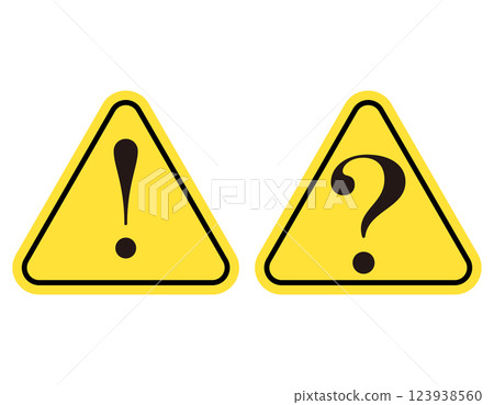 感嘆號和問號,三角形,黃色 感嘆號和問號,三角形,黃色 123938560