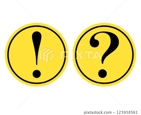 Exclamation mark and question mark circle yellow 123938561