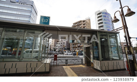 Exit 2b of Ochiai Station on the Tokyo Metro Tozai Line, where an elevator is installed Exit 2b of Ochiai Station on the Tokyo Metro Tozai Line, where an elevator is installed 123938979