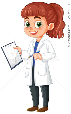 Young Scientist with Clipboard Illustration Young Scientist with Clipboard Illustration 123938995