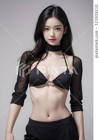 A woman in stylish black fashion 123939210