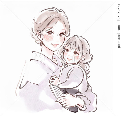 Illustration material of a woman/girl pointing a finger, paying attention, teaching, explaining Illustration material of a woman/girl pointing a finger, paying attention, teaching, explaining 123939673