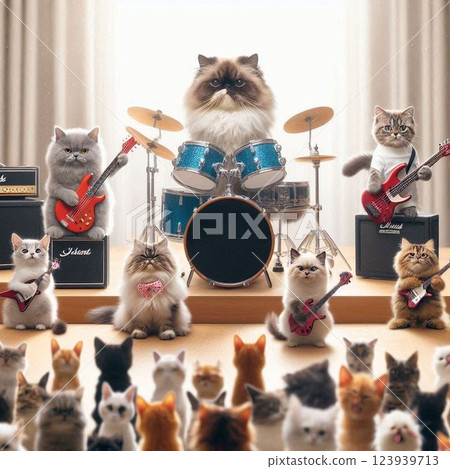 Cat band activities! Cat music activities! 123939713