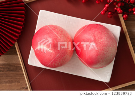Chinese peach birthday bun shoutao birthday wish 长生きのモモ Chinese peach birthday bun shoutao birthday wish 长生きのモモ 123939783