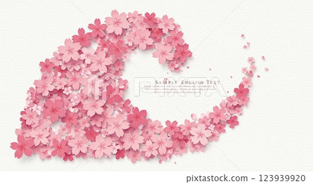 Sakura flowers in various pink tones and Japanese style pattern on background Sakura flowers in various pink tones and Japanese style pattern on background 123939920