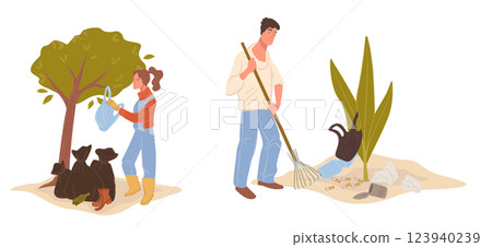 Volunteers Collecting Litter From Nature 123940239