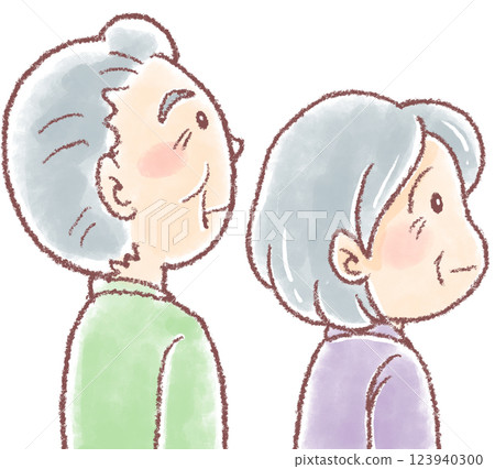 老年夫婦_側身_上身 123940300