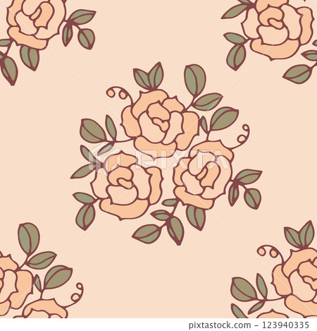 Vintage floral seamless pattern retro 123940335