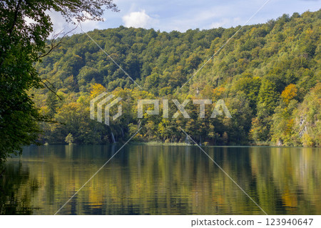 Waterfall in Plitvice National Park, Croatia 123940647