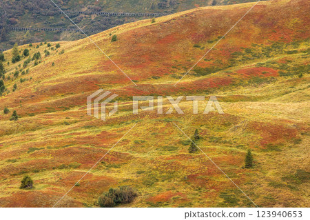 Autumn hills of Sella pass, Dolomites, Italy Autumn hills of Sella pass, Dolomites, Italy 123940653