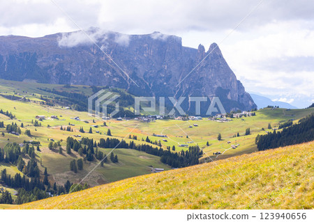 Dolomites Alpe di Siusi, Italy landscape Dolomites Alpe di Siusi, Italy landscape 123940656
