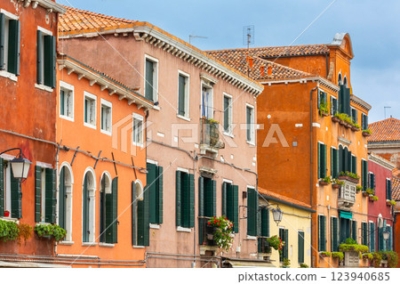 Murano, Italy colorful houses street view 123940685
