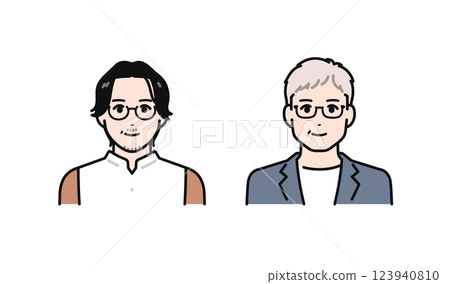 Simple vector illustration set of middle-aged and senior men in business casual Simple vector illustration set of middle-aged and senior men in business casual 123940810