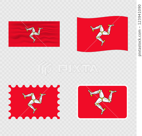Isle of Man national flag in four different styles. Isle of Man national flag in four different styles. 123941090