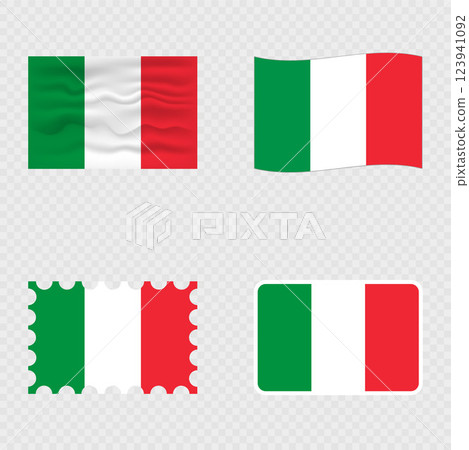 Italy national flag in four different styles. Italy national flag in four different styles. 123941092