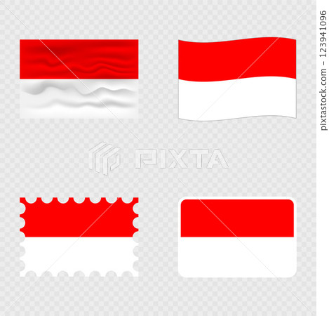 Indonesia national flag in four different styles. 123941096