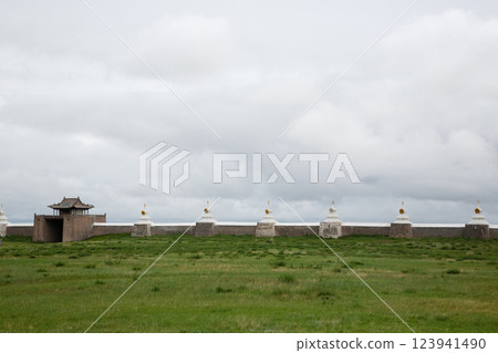 Erdene Zuu monastery view, Mongolia landmark Erdene Zuu monastery view, Mongolia landmark 123941490
