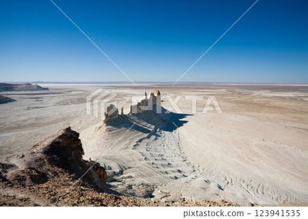 Stunning Mangystau landscape, Kazakhstan. Ak Orpa pinnacles view, Bozzhira valley 123941535