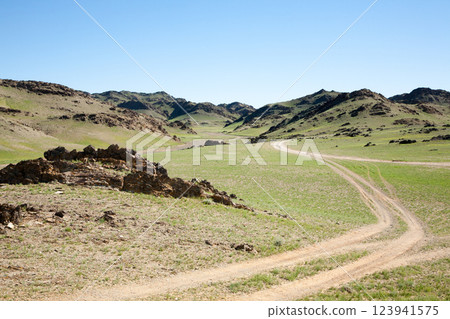 Khongoryn Els sand dunes area landscape, Mongolia Khongoryn Els sand dunes area landscape, Mongolia 123941575
