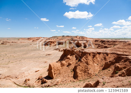 Flaming Cliffs rocks landscape, Mongolia. Gobi desert 123941589