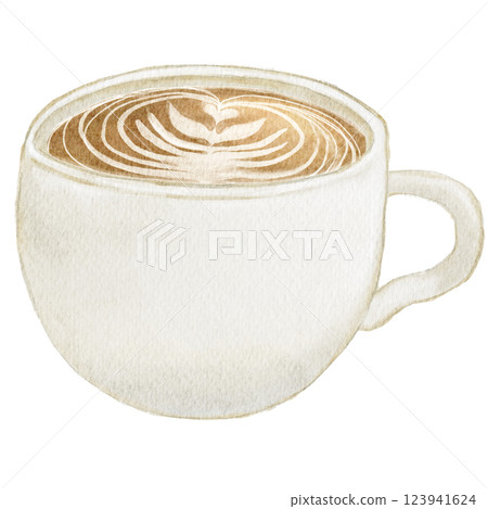 水彩杯中的咖啡拿鐵 123941624