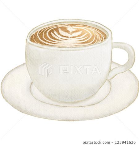 水彩杯中的咖啡拿鐵 123941626