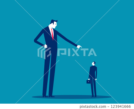 Vector Giant Tyrannical Boss Scolds his Employee. Business concept 123941666