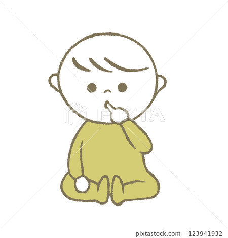 Sitting baby yellow 123941932