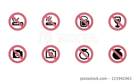 Illustration set of various prohibition icons 123942061