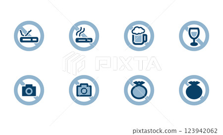 Illustration set of various prohibition icons Illustration set of various prohibition icons 123942062
