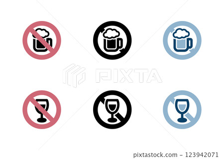 Drinking prohibited icon illustration set 123942071