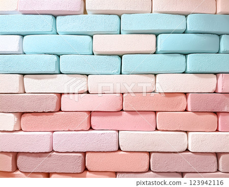 Colorful brick wall image material 123942116