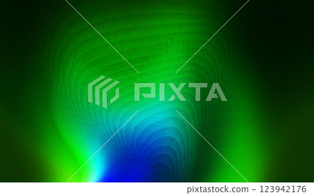 黑色背景上呈現螢光藍綠色極光圖案，帶有波浪形、複雜的斷層狀波紋 123942176