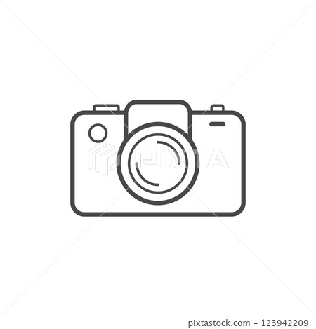 Camera icon in linear flat style. Photography equipment vector illustration on isolated background. Photo sign business concept. Camera icon in linear flat style. Photography equipment vector illustration on isolated background. Photo sign business concept. 123942209